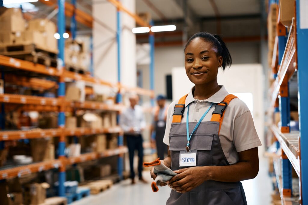 Female warehouse worker.